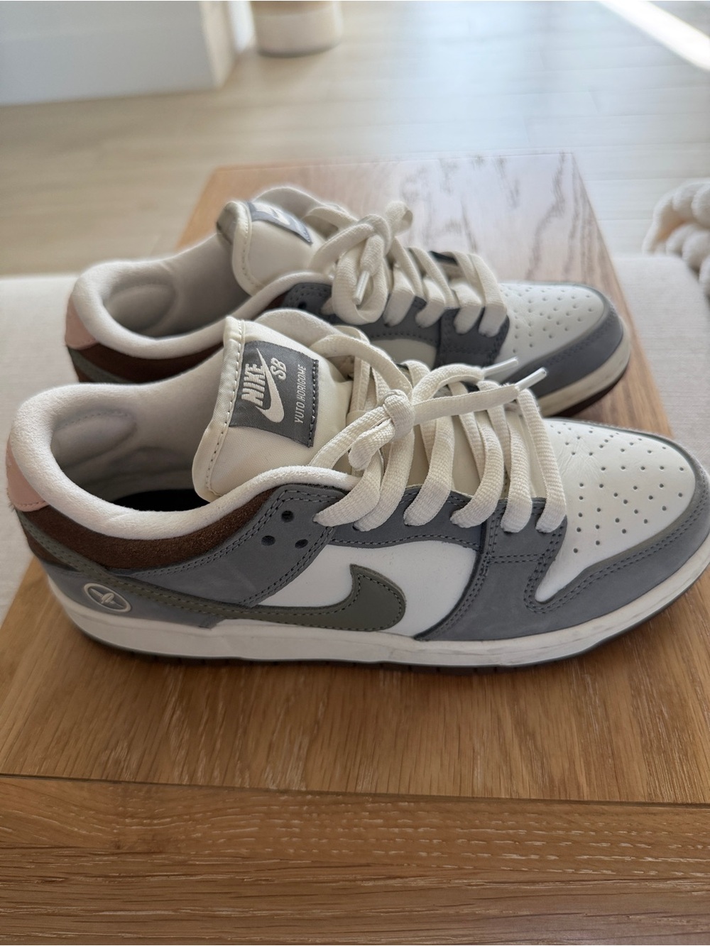 Nike SD Low Dunk “Yuko Horigome”. White ,grey & brown.